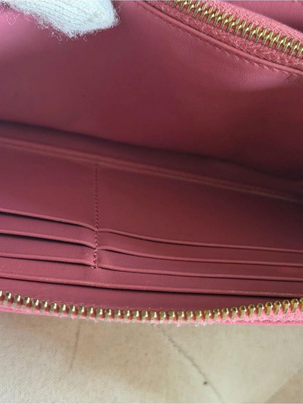 Authentic Prada Pink Textured Zip Wallet with Gold Logo